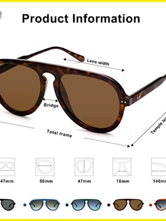 Retro Aviator Sunglasses Vintage Plastic Frame UV400 Protection Unisex Shades main image 7